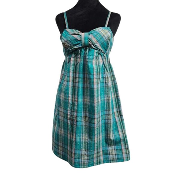 Xhilaration Strapless Bowfront Summer Dress Plaid Junior's Medium - Picture 2 of 7